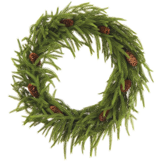 20" Cypress Wreath w/Pinecones - Floral and Foliage