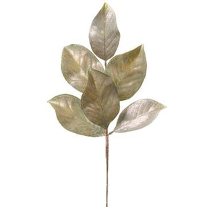 20" Magnolia Leaf Spray Green Gold