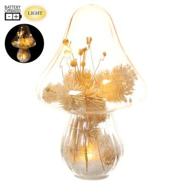 7" Glass Mushroom with Light