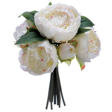 12" Peony Bouquet x9 ( White/Pink ) - Florals and Foliage