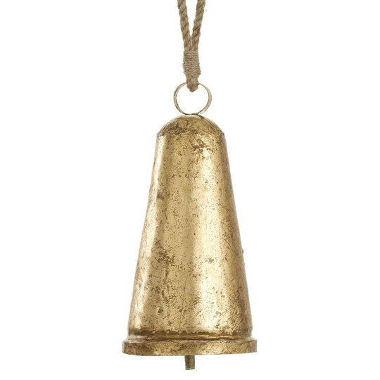 12" Metal Bell Ornament  Gold Antique