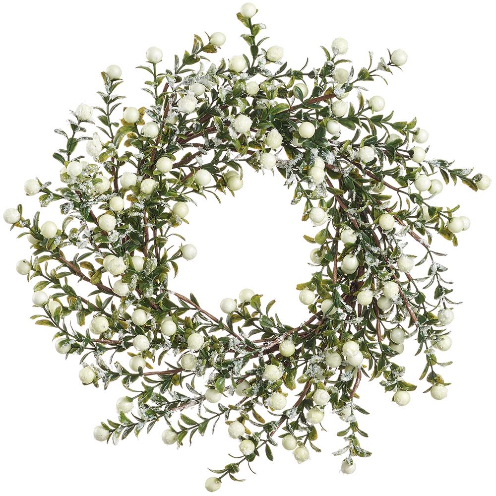 14" Snowed Berry Wreath (White)