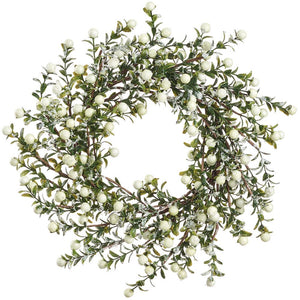 14" Snowed Berry Wreath (White)