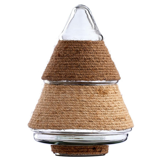 9" Jute Cord Glass Tree Table Top Brown/Beige