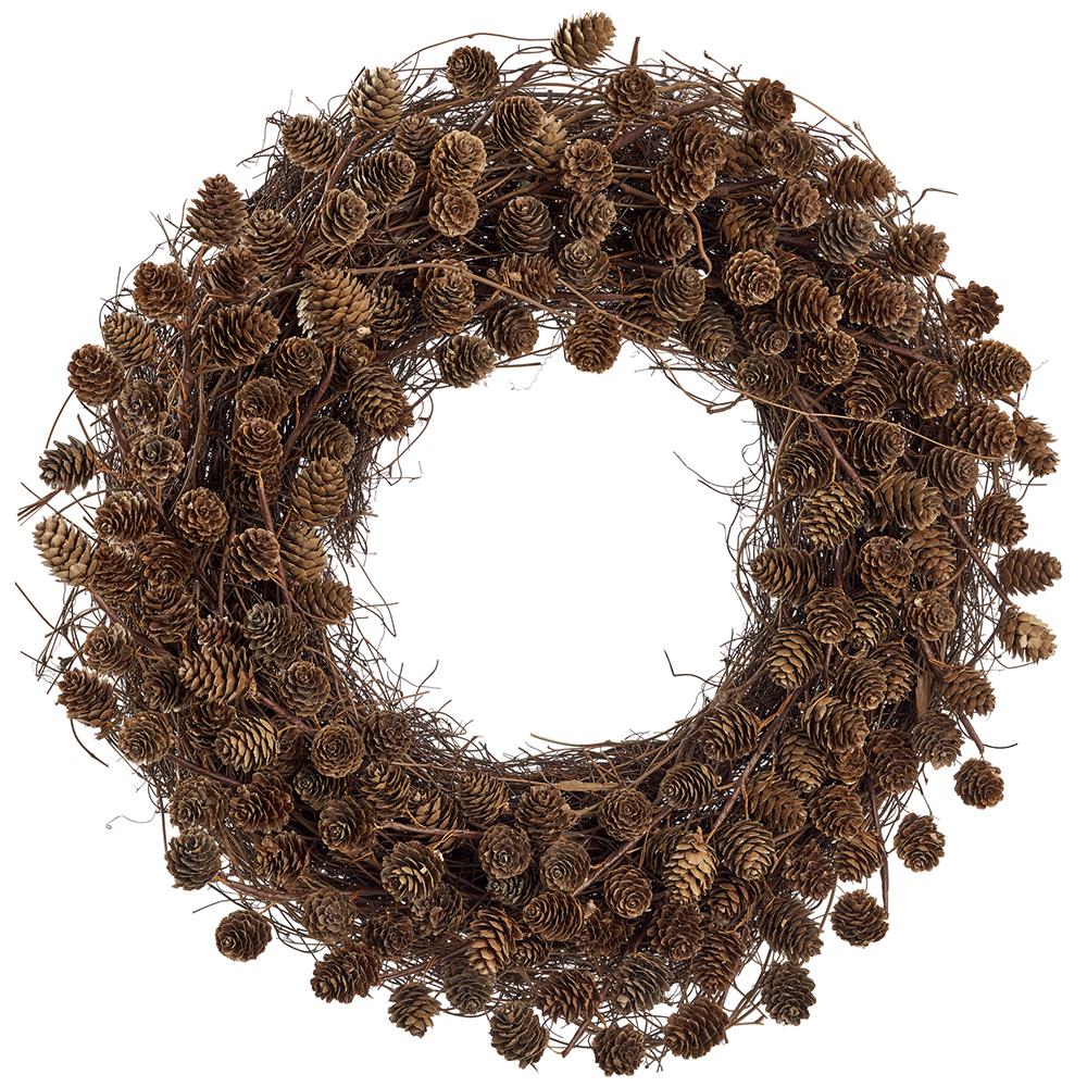 24" Pine Cone Wreath Brown