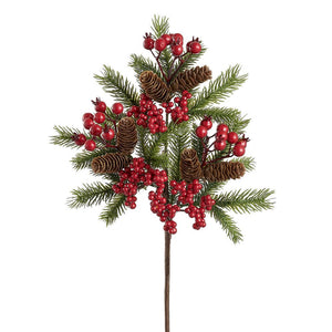 18" Berry/Pine Cone/Pine Spray (Red/Green)