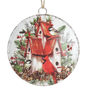 4.5" Glittered Cardinal Metal Ornament