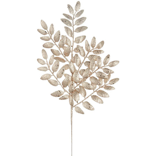 21.5" Glittered Honey Locust Leaf Spray Champagne Light