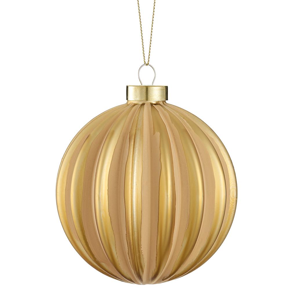 4" Glass Ball Ornament (Gold/Mauve)