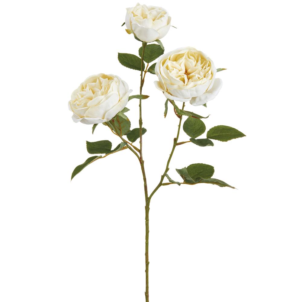 27.5" Cabbage Rose Spray ( Ivory )- Florals and Foliage