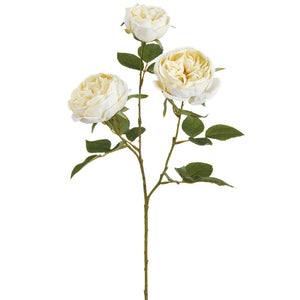 27.5" Cabbage Rose Spray ( Ivory )- Florals and Foliage