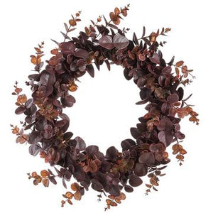 22" Eucalyptus Wreath Brown - Florals and Foliage