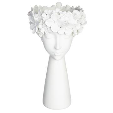 16.1" "  Flower Lady Head Vase ( White )