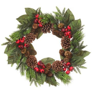 
            
                Load image into Gallery viewer, 24&amp;quot; Cone/Berry/Mixed Pine Wreath
            
        