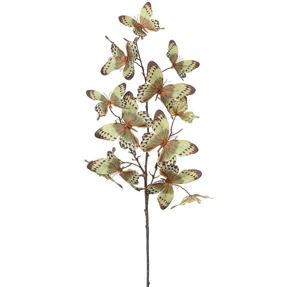 37" Butterfly Spray ( Green/Brown ) - Florals and Foliage