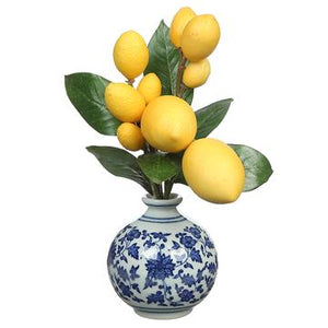 9" Lemon In Ceramic Vase - Florals and Foliage