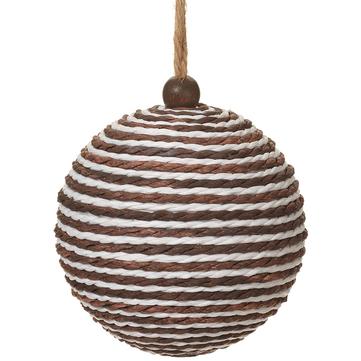 4.75" Jute Ball Ornament Brown/White
