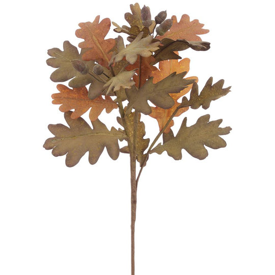 24" Oak Leaf Spray With Acorn  Brown Green