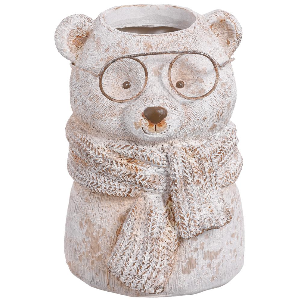 6" Bear Planter Antique White