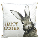 20X20 Ivory Brown Happy Easter Bunny Pillow