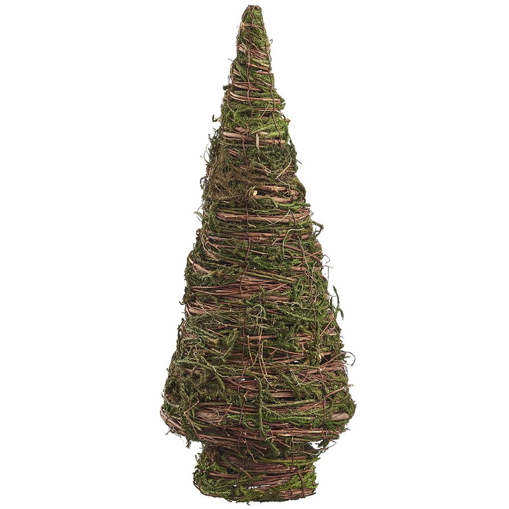 18" Moss Twig Cone Topiary (Green)