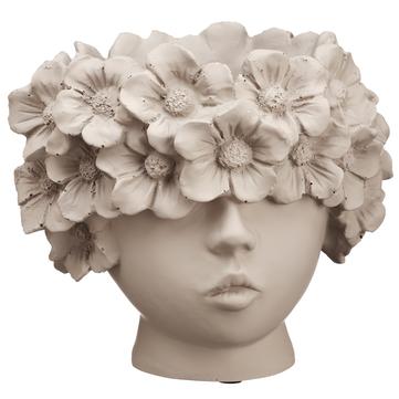 7.75" Garden Flower Lady Planter ( Taupe )