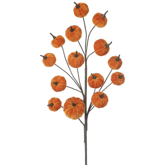 30" Velvet Pumpkin Spray - Orange