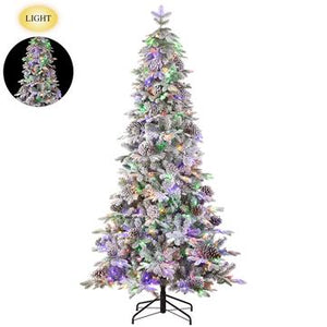 
            
                Load image into Gallery viewer, 7&amp;#39; Snowed Redford Pine Tree with 400 LED Lights
            
        