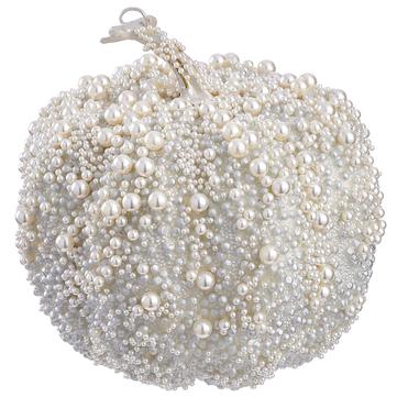 
            
                Load image into Gallery viewer, 6&amp;quot; Beaded Pumpkin Silver Pearl
            
        