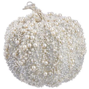 6" Beaded Pumpkin Silver Pearl