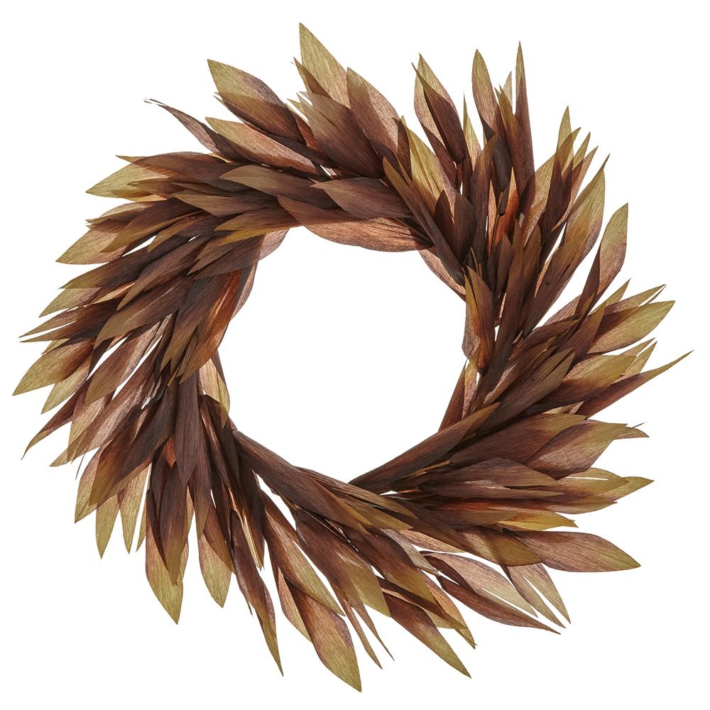 28" Faux Corn Husk Wreath ( Green/Brown )