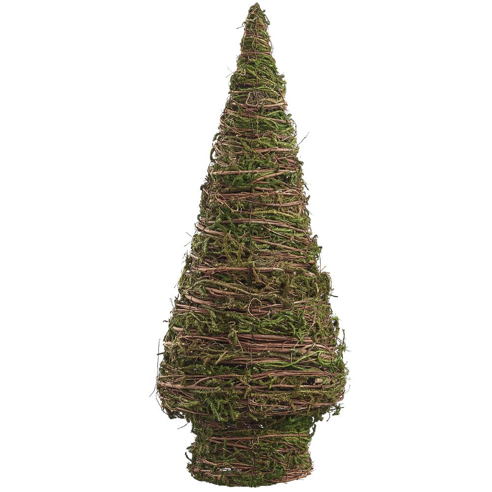 24" Moss Twig Cone Topiary (Green)