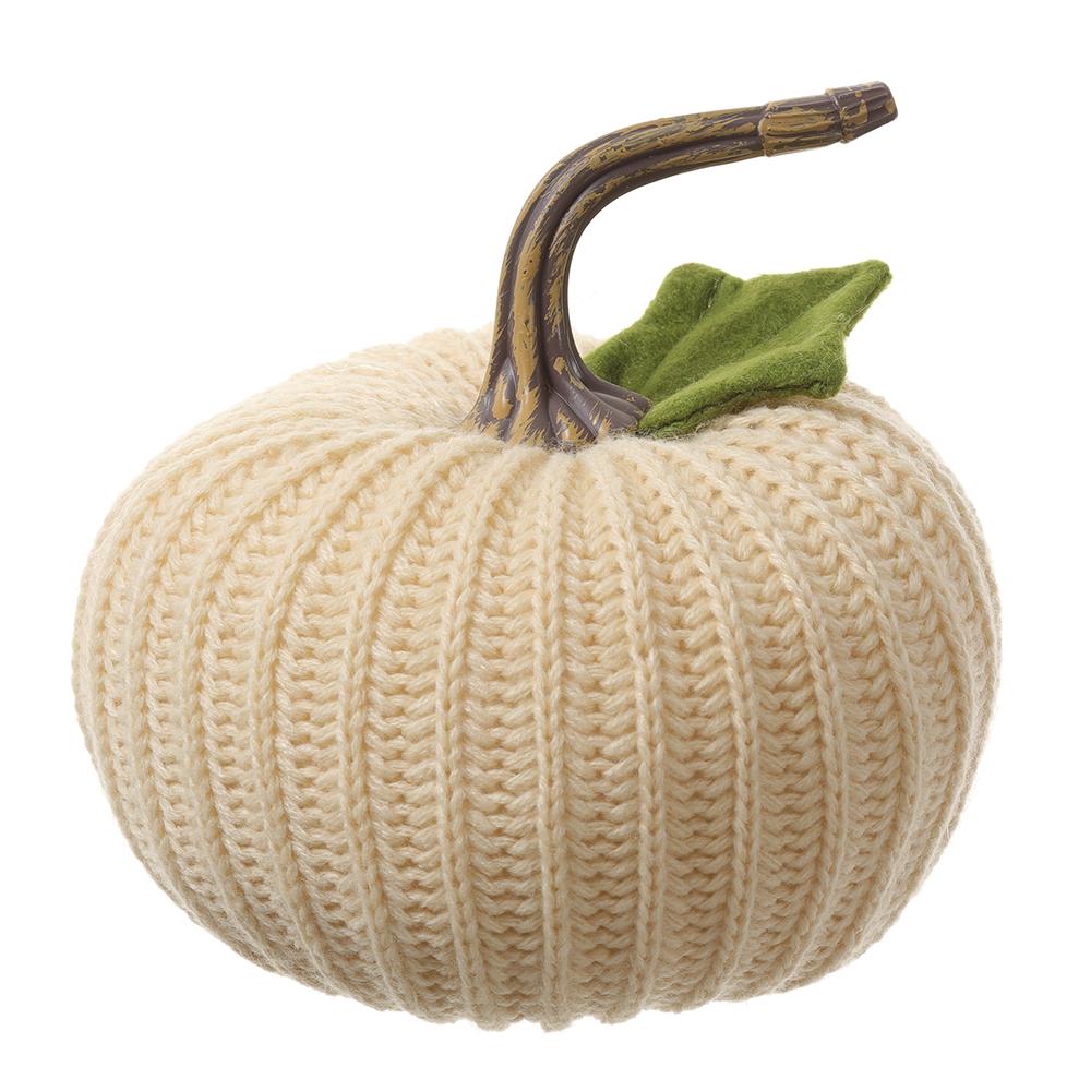 5.5" x 5"D Knitted Pumpkin ( Cream )