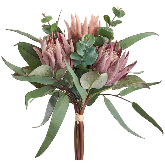 13.5" Protea/Eucalyptus Bouquet Mauve Green