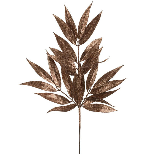 22" Glittered Willow Leaf Spray Bronze