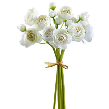10" Mini Ranunculus Bundle x6 ( White  )