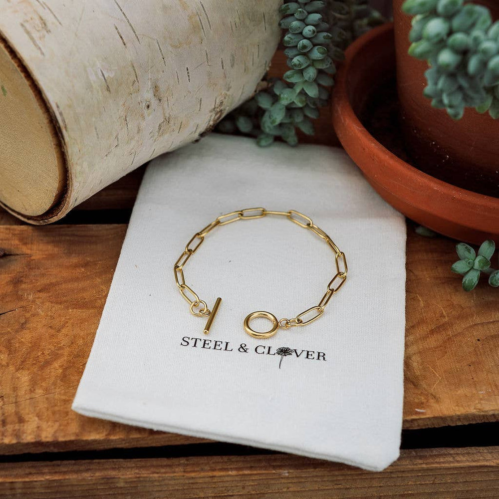 Louisa Paperclip Chain Bracelet: Yellow Gold