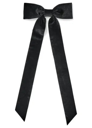 6x15 Black Poly Velvet Bow w/Clip