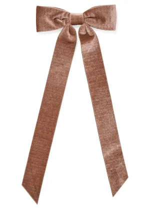 6x15 Brown Poly Velvet Bow w/Clip