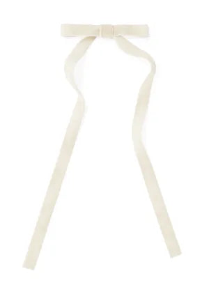 5x14 Thin Beige Poly Velvet Bow w/Clip