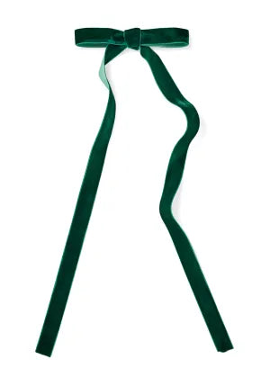 5x14 Thin Green Poly Velvet Bow w/Clip