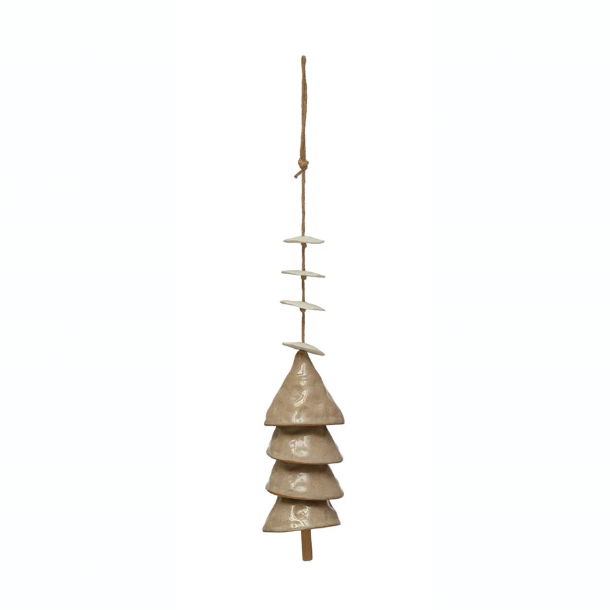 
            
                Load image into Gallery viewer, Hanging Stoneware Bell  Beige &amp;amp; White
            
        