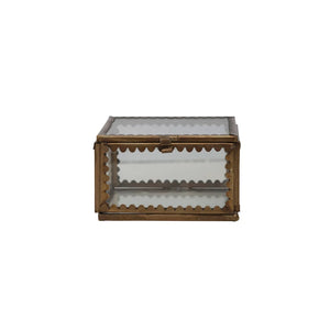 3" Sq x 1-3/4"H Brass & Glass  Display Box