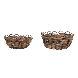 Woven Vine Baskets w/ Scalloped Edge (Asst Sizes)