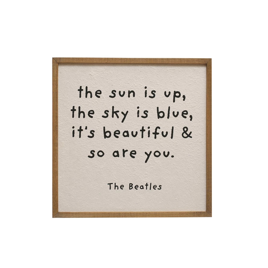 Wood Framed Textured Paper Wall Décor "The Sun Is Up…"
