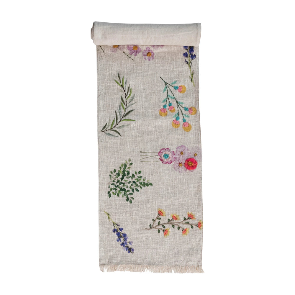 72"L x 14"W Printed Table Runner w/ Flowers