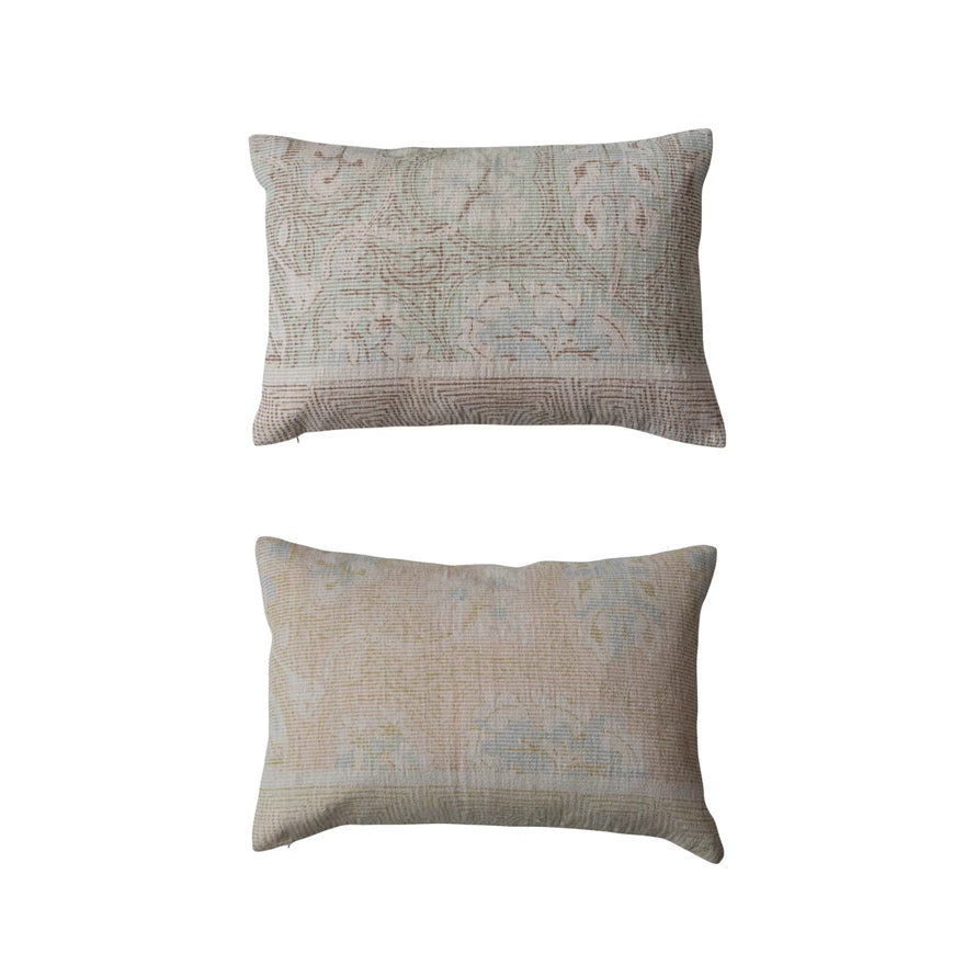 24"L x 16"H Cotton Chenille Distressed Print Lumbar Pillow, 2 Styles