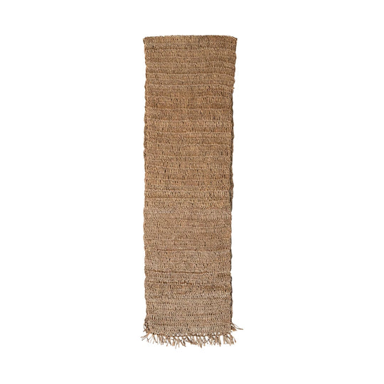 108"L x 14"W Woven Raffia Table Runner w/ Fringe, Natural