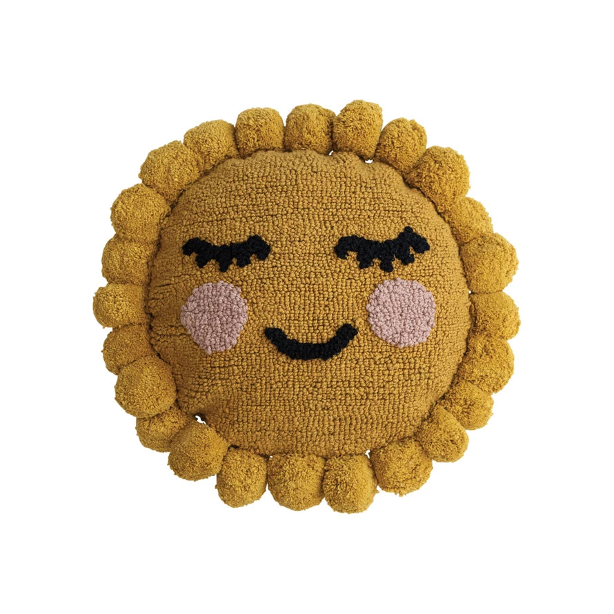 12" Round Cotton Tufted Sun Shaped Pillow - Everyday Textiles