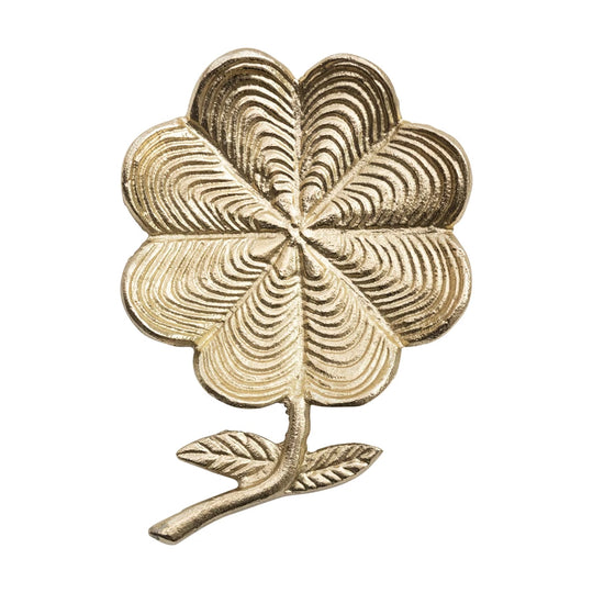 8-1/2"L x 6"W Cast Aluminum Flower Shaped Dish, Gold Finish